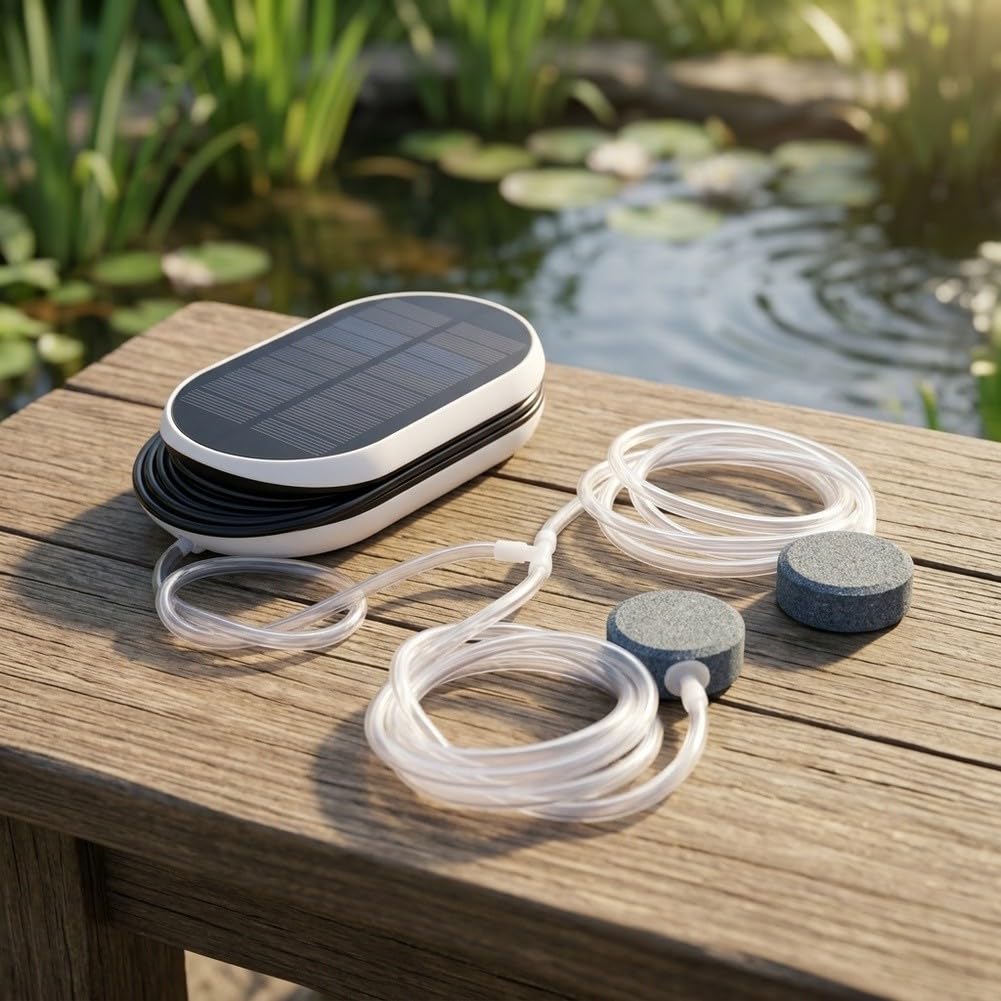 Bomba de Oxígeno Solar 3600mAh Silenciosa Acuario