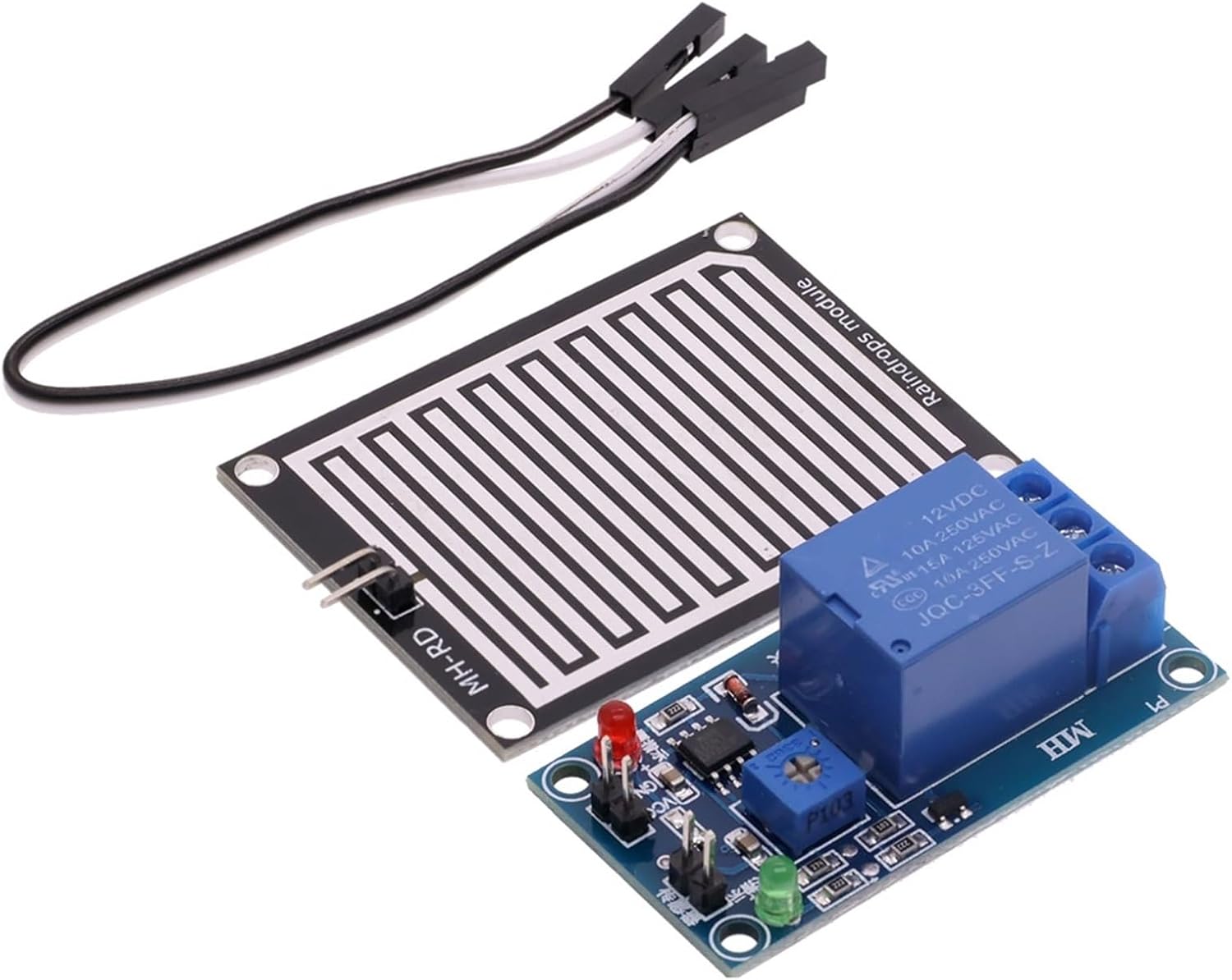 1pcs Snow Raindrops Detection Sensor Module Rain Weather Module Humidity for Robot Car DIY Kit 5V/12V Relay Control Module(Rain Sensor)