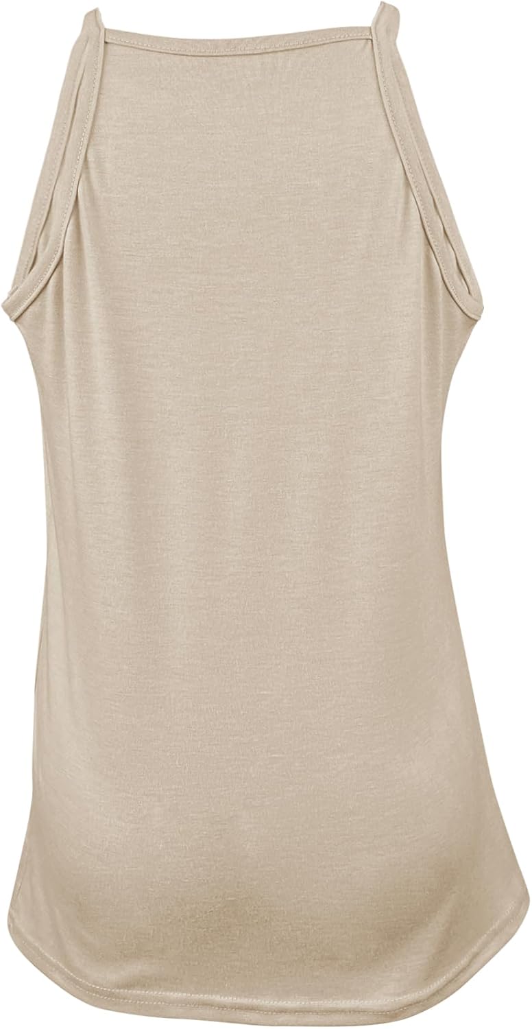 Vivitulip Girl’s Sleeveless Tank Top Cute Pleated Halter Neck Summer Cami Shirt - Image 3