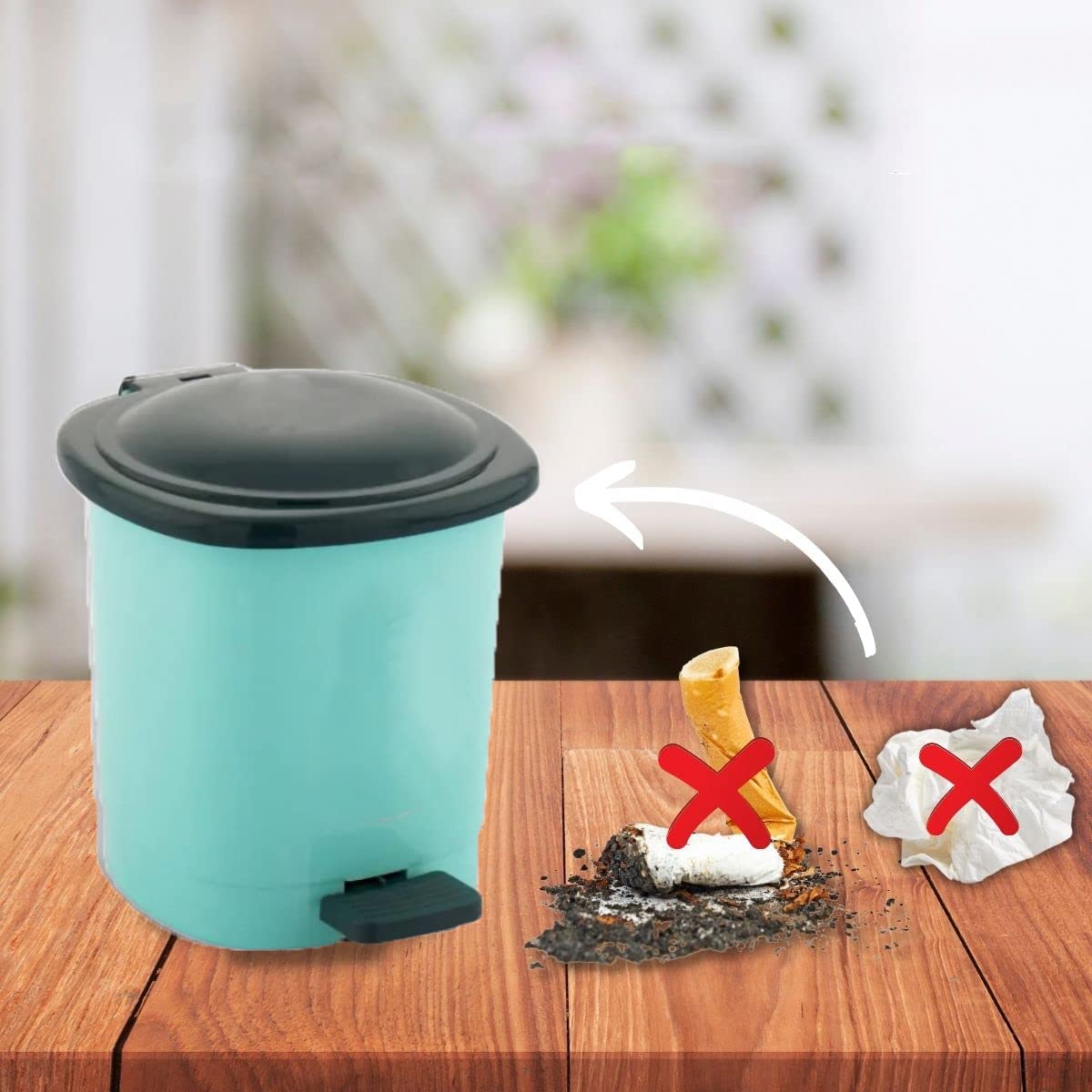 Small Table Dustbin Desktop Dustbin with Attached lid Dustbin for Study