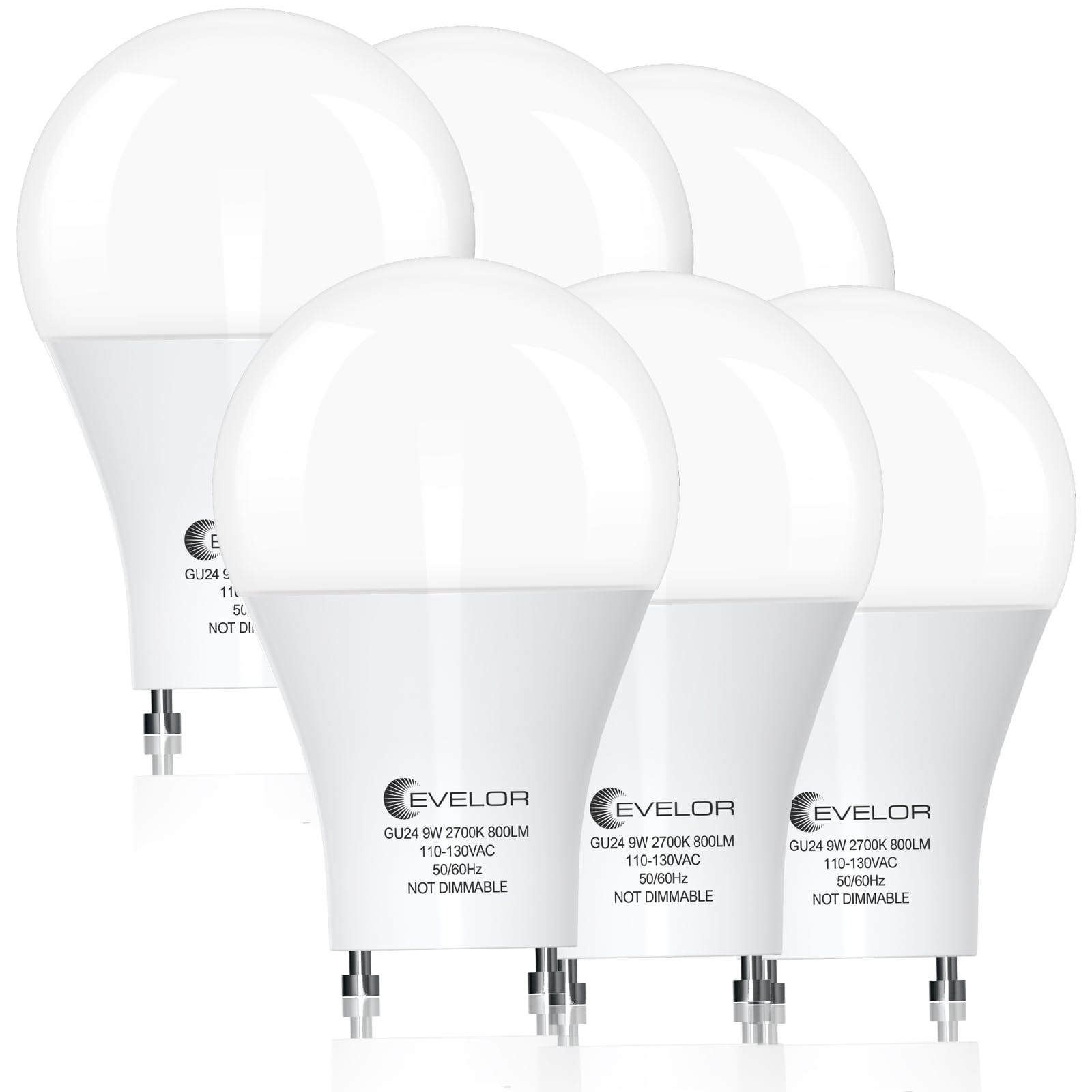 GU24 LED Light Bulb 60 Watt Equivalent Soft White 2700K Non-Dimmable Efficient 9W 800 Lumens Twist and Lock