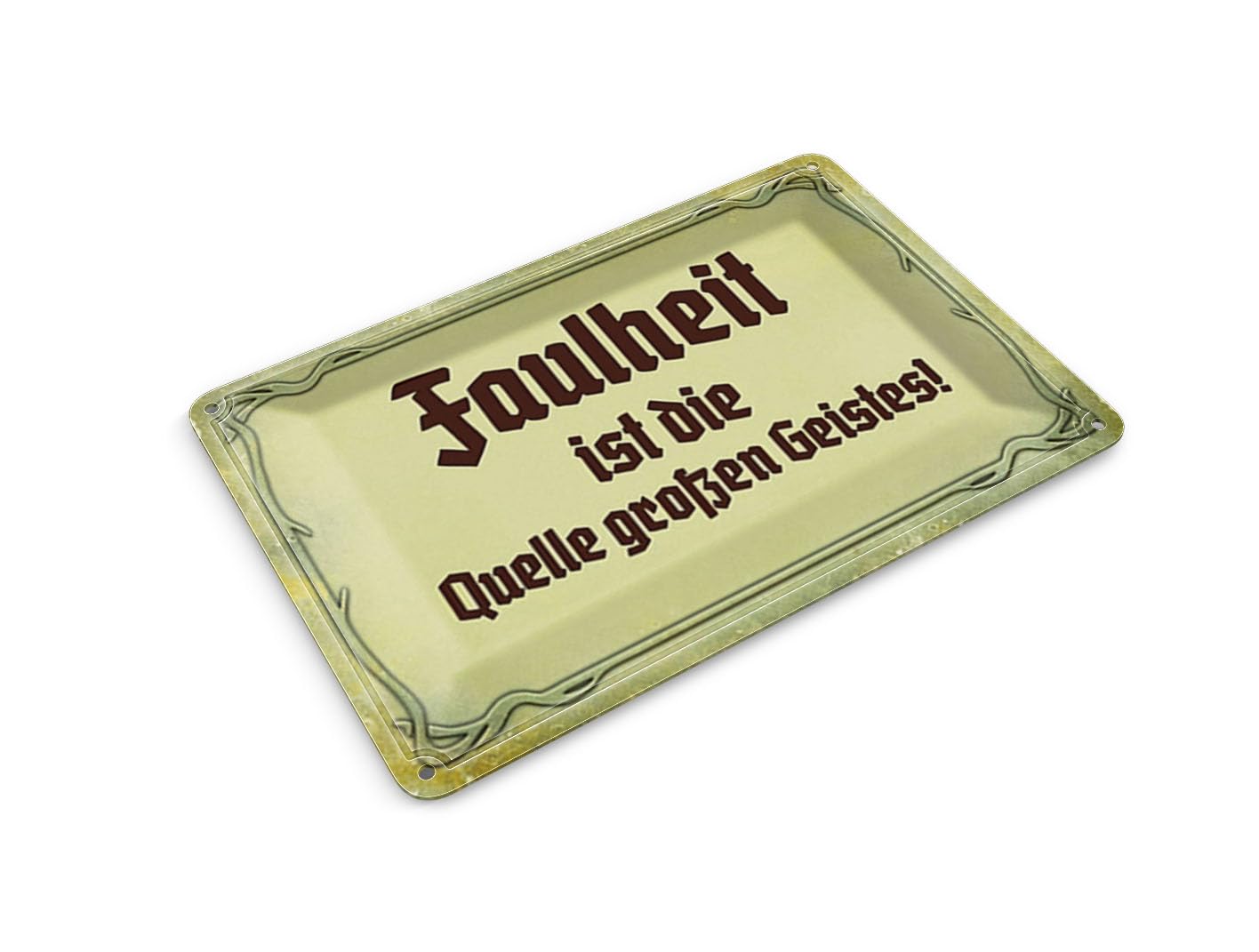 Femer Tin Postcard Saying 14 x 10 cm Laziness Source Large Ghost Decorative Sign