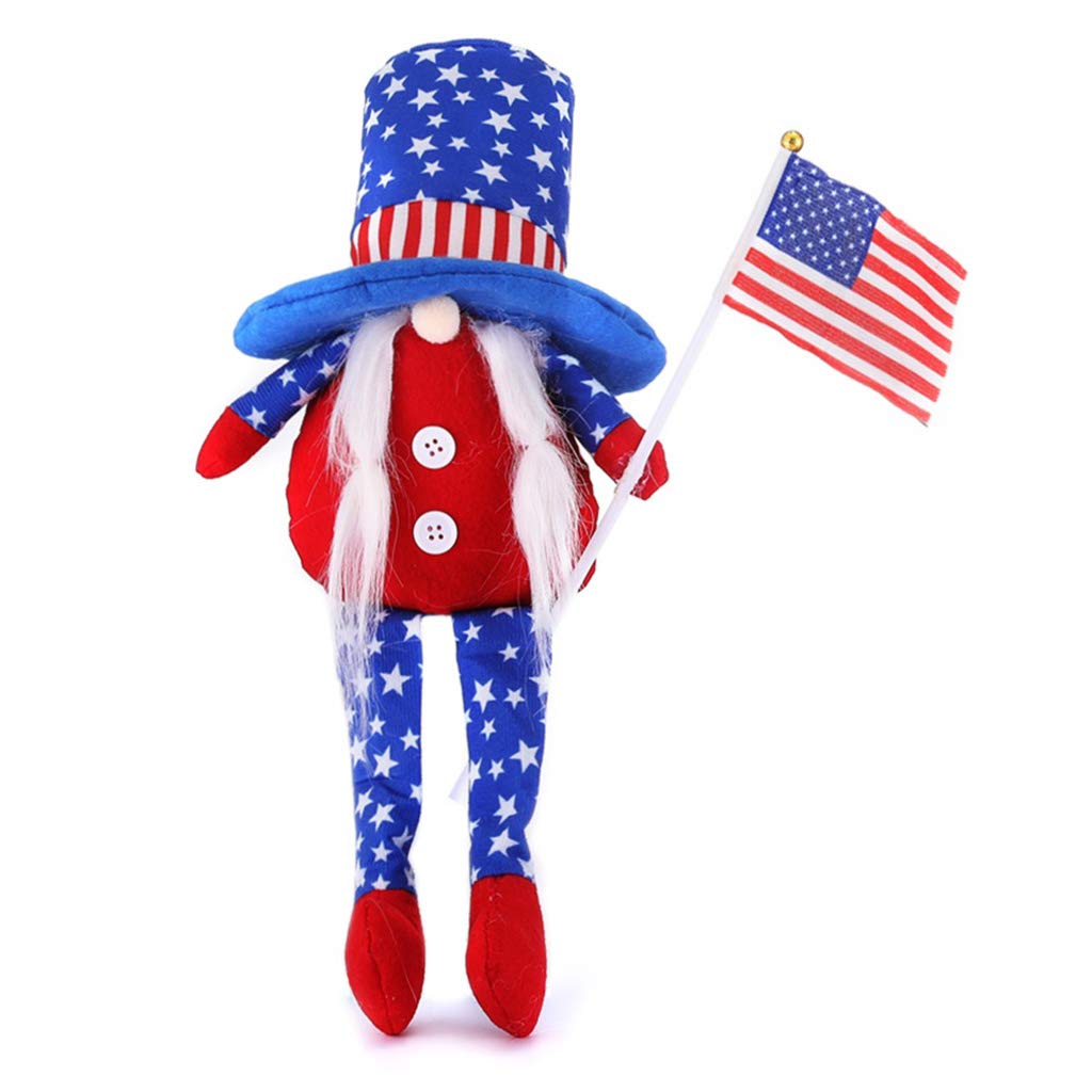 NEWFT Independence Day Flag Patriotic Memorial Day Tomte 4th of July Dwarf Scandinavian Ornaments Kitchen Tiered Tray Decoration