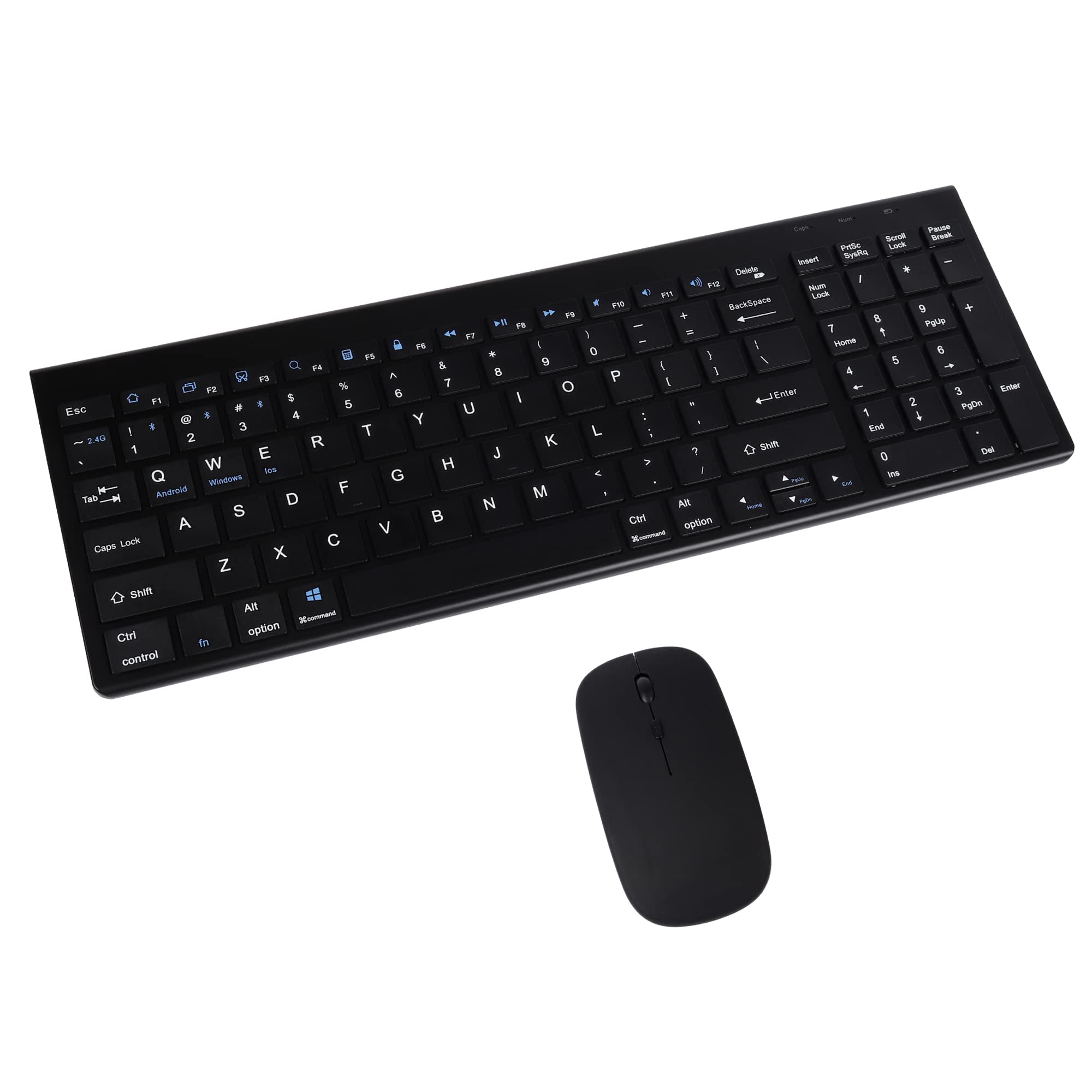 Fmlyhom キーボード マウスセット 無線 フルキーボード ワイヤレス Bluetoothキーボード マウス 超薄型 テンキー付き 静音キーボード Bluetooth/2.4g接続 4台同時接続可能 充電式 ipadタブレット用 パソコン用 ノートPC適用 Windows Android iOS対応(黒)