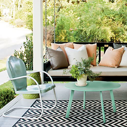 Grand Patio Round Outdoor Coffee Table, Weather Resistant Metal Large Side Table For Balcony, Porch, Deck, Poolside, Mint Green #TOP2