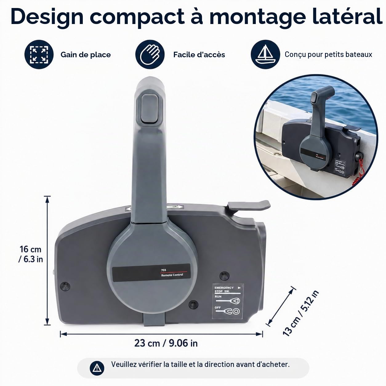 Boîte de commande à distance pour moteur hors-bord, boîte de commande pour bateau avec levier d'accélérateur et commande de régulateur, boîte de commande latérale pour moteur hors-bord, levier de