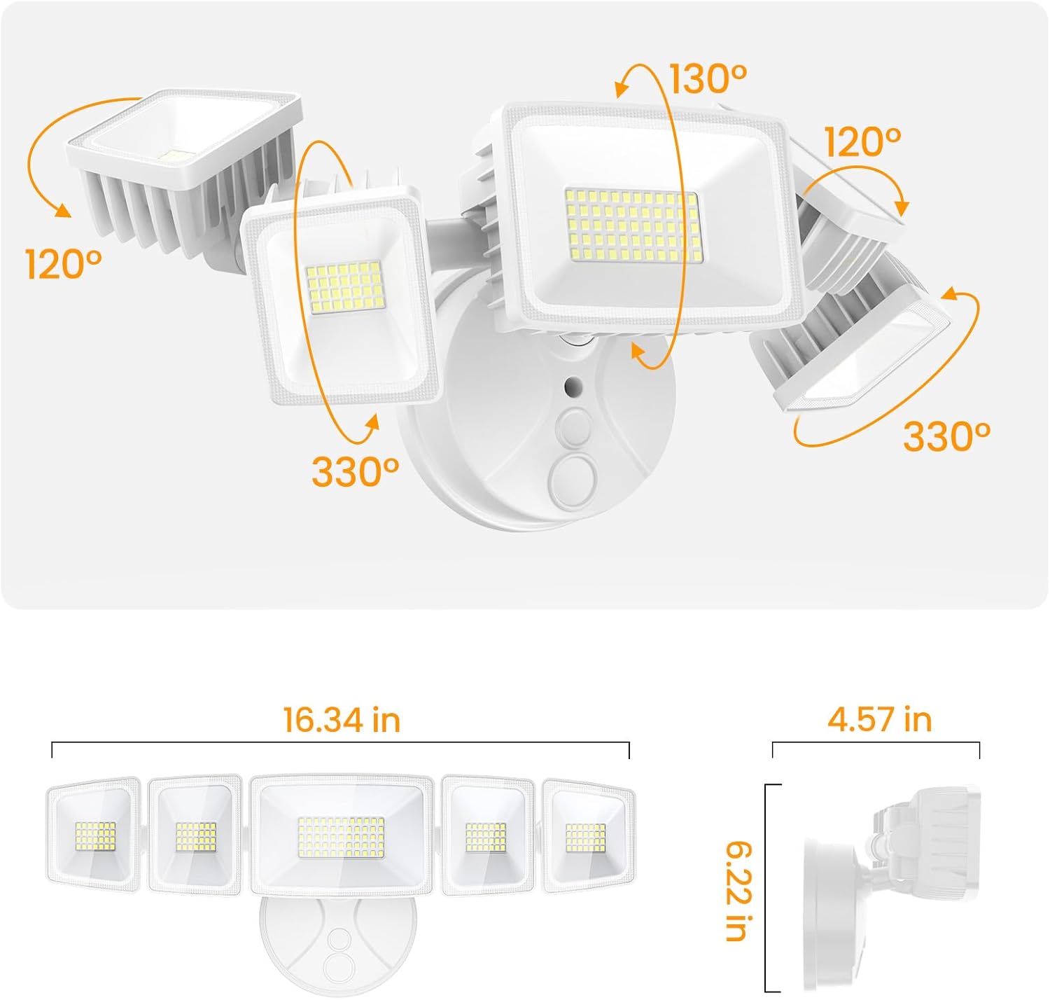 Onforu 150W LED Flood Lights Outdoor, 15000LM Brightness Security Light Switch Controlled, 6500K Outside Floodlight with 5 Adjustable Heads, Waterproof Exterior Light for Yard Garage Patio