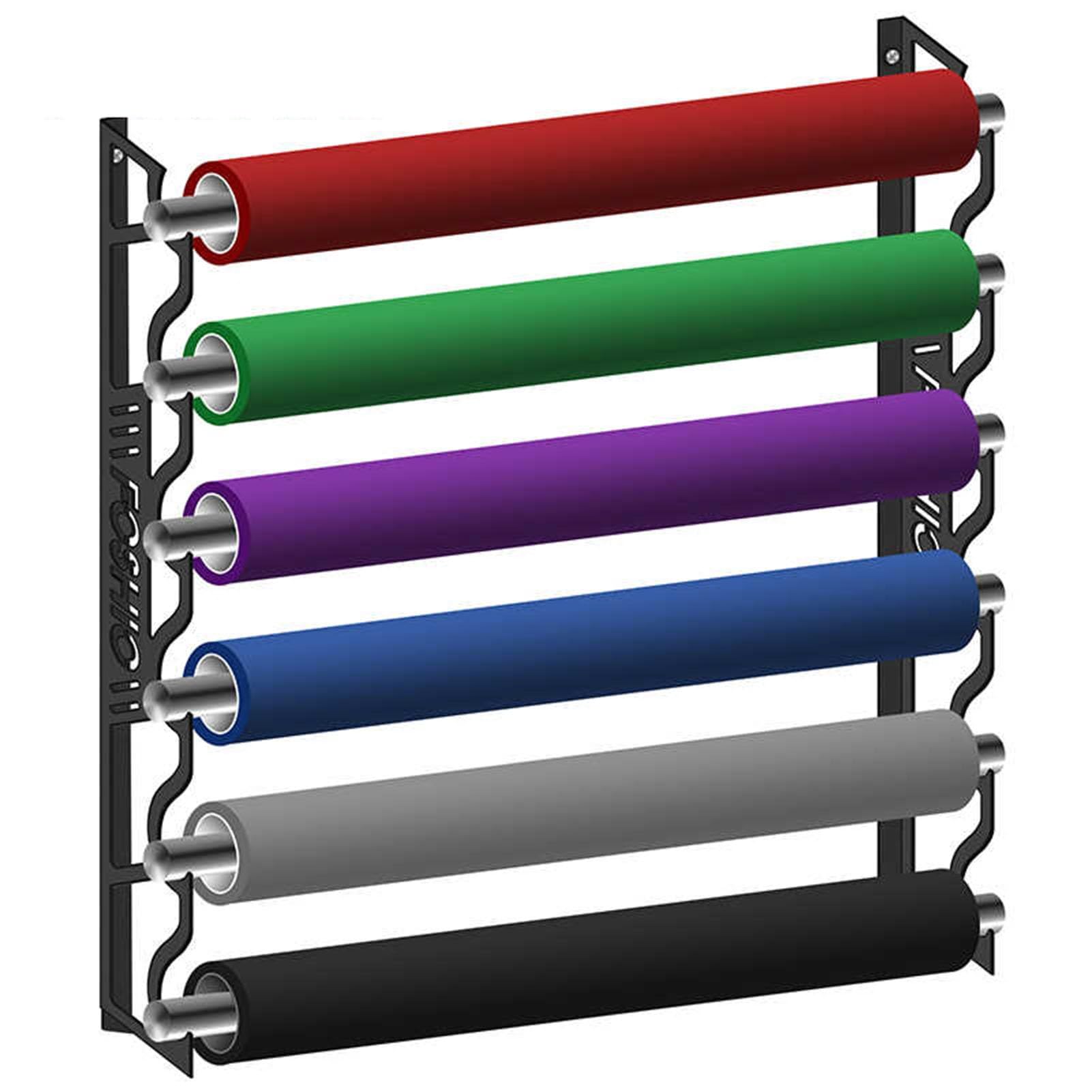 Estante de almacenamiento de rollo de tela para montaje en pared, estante de metal resistente para vinilo y tinte, organizador grande de material de carteles y pancartas