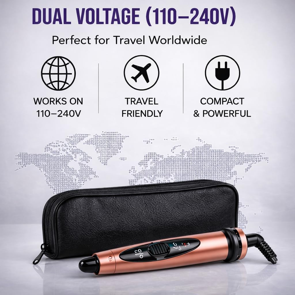 HerStyler 3 Barrel Interchangeable Curling Wand Set - Clip-Less Ceramic Barrels - Loose Waves, Defined Curls & Tight Ringlets - Anti-Frizz Curling Iron 3 in 1 - Up to 400 F - Dual Voltage - Rose Gold