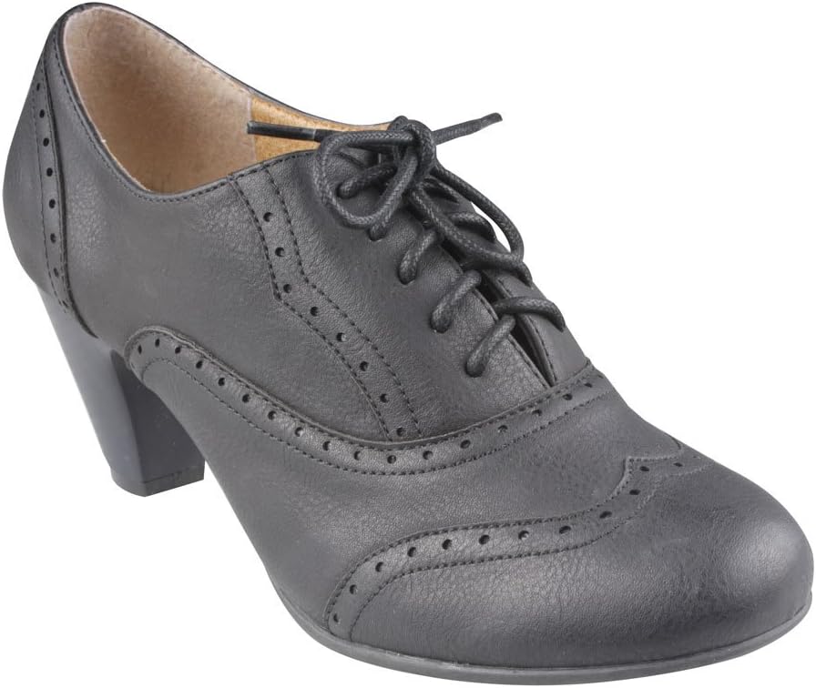 AMANY-01 Women's Cuban Heel Ankle Booties Oxfords,Amany-01 Black 6