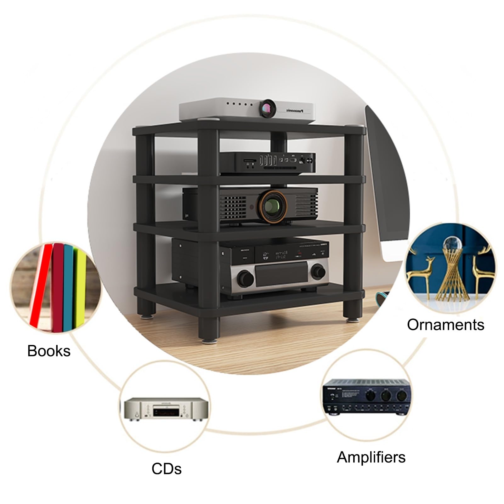Moderno soporte para gabinete AV, estante para reproducción de discos, soporte de CD/DVD para consolas de juegos y cajas de TV, amplio espacio, marrón, 50 x 47 cm