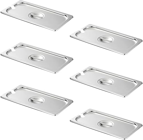 Miniatura 65 de HECMAC Paquete de 6 tapas de sartén de hotel de tamaño completo, acero inoxidable, tapa de sartén de alimentos con asa, calibre 23