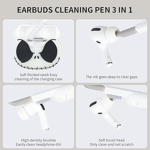 Miniatura 5 de Funda compatible con Apple AirPods Pro de 21 generación con kit de limpieza y bonito llavero, funda protectora de silicona suave y divertida que