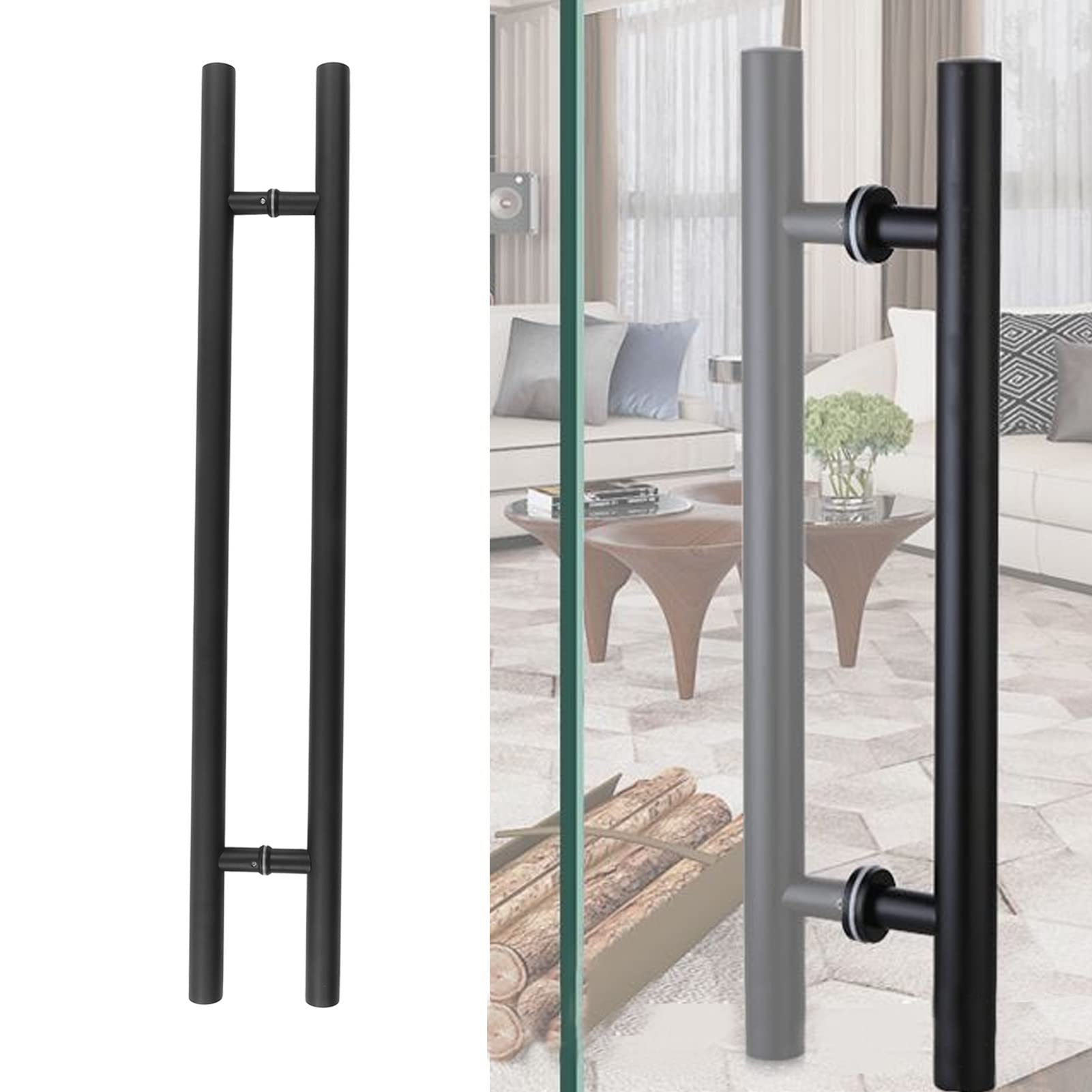 Poignée de porte de douche en verre en acier inoxydable noir au design ergonomique haut de gamme