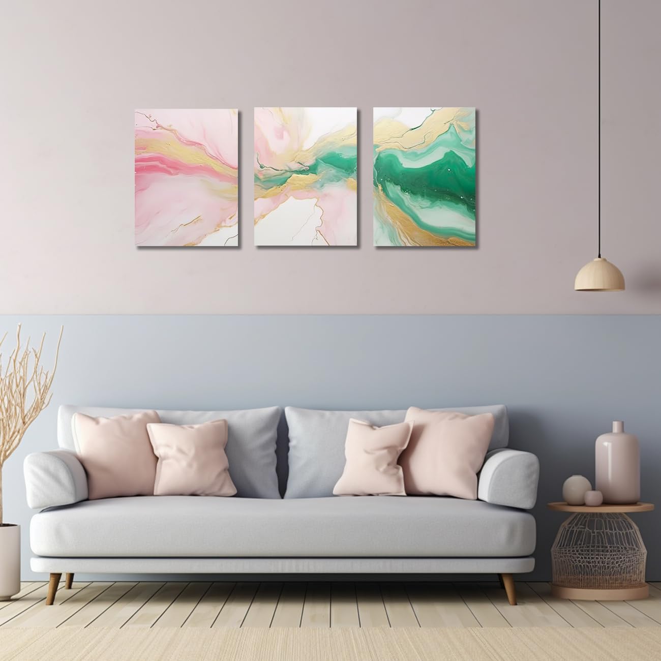 Abstraktes Leinwandbild 'Rosa & Gold Marmor' – 40x60 Cm, Moderner Kunstdruck Für Wohnzimmer & Büro
