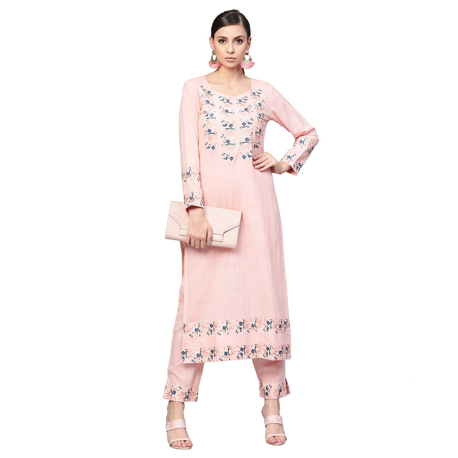 Idalia Baby Pink Embroidered Kurta With Pants
