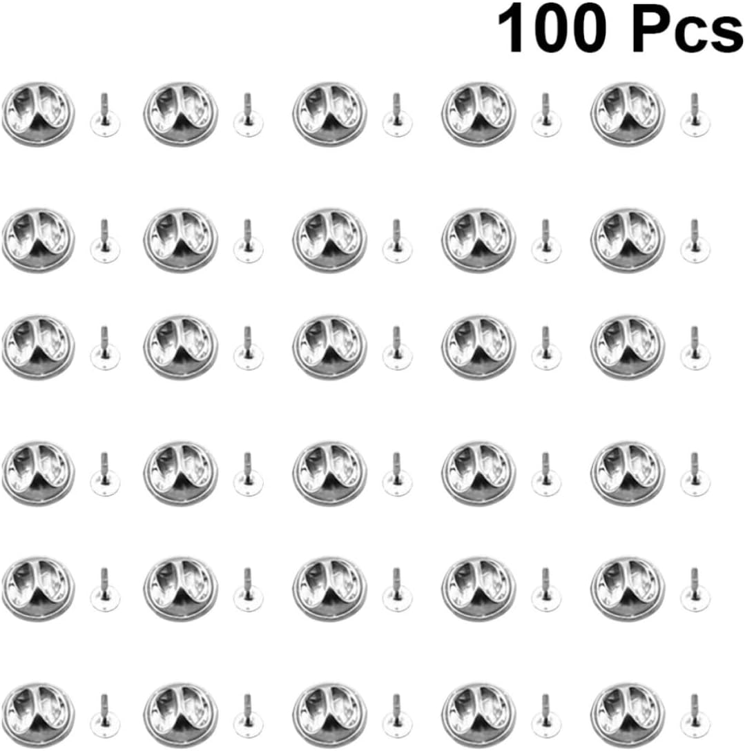 100sets Pin Backs for Lapel Pins and Tie Tacks, Alloy Silver Clutch
