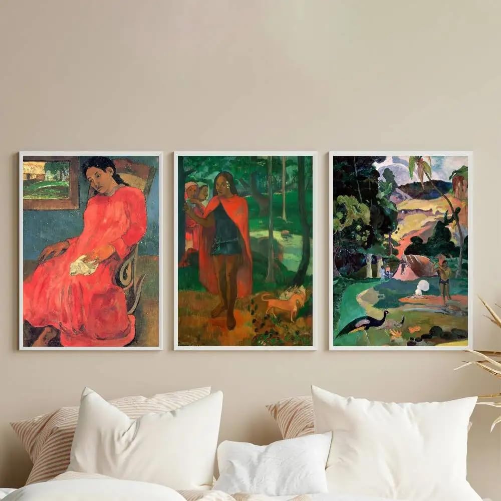 SDVIB Paul Gauguin Artwork Poster Gallery Canvas Wall Art Prints for Living Room, Bedroom, Home Decor Canvas Prints(50x70cm/3PCS Frameless)