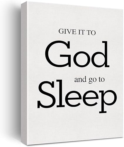 Cartel de dormitorio principal, lienzo impreso en lienzo con texto en inglés "Give It to God and Go to Sleep", póster enmarcado motivacional moderno