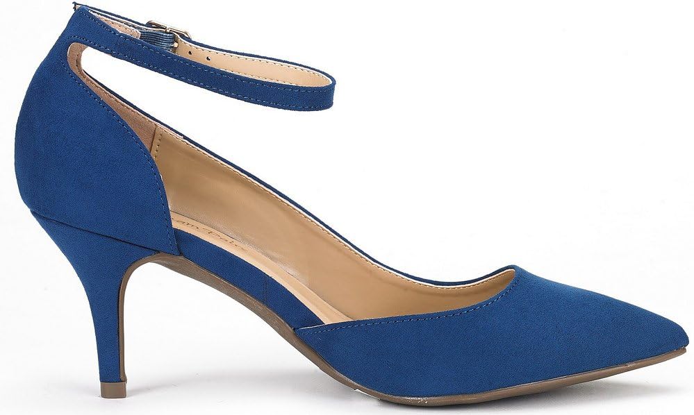 DREAM PAIRS Women's Ideal Navy Suede Low Heel Dress Pump Shoes - 6 M US
