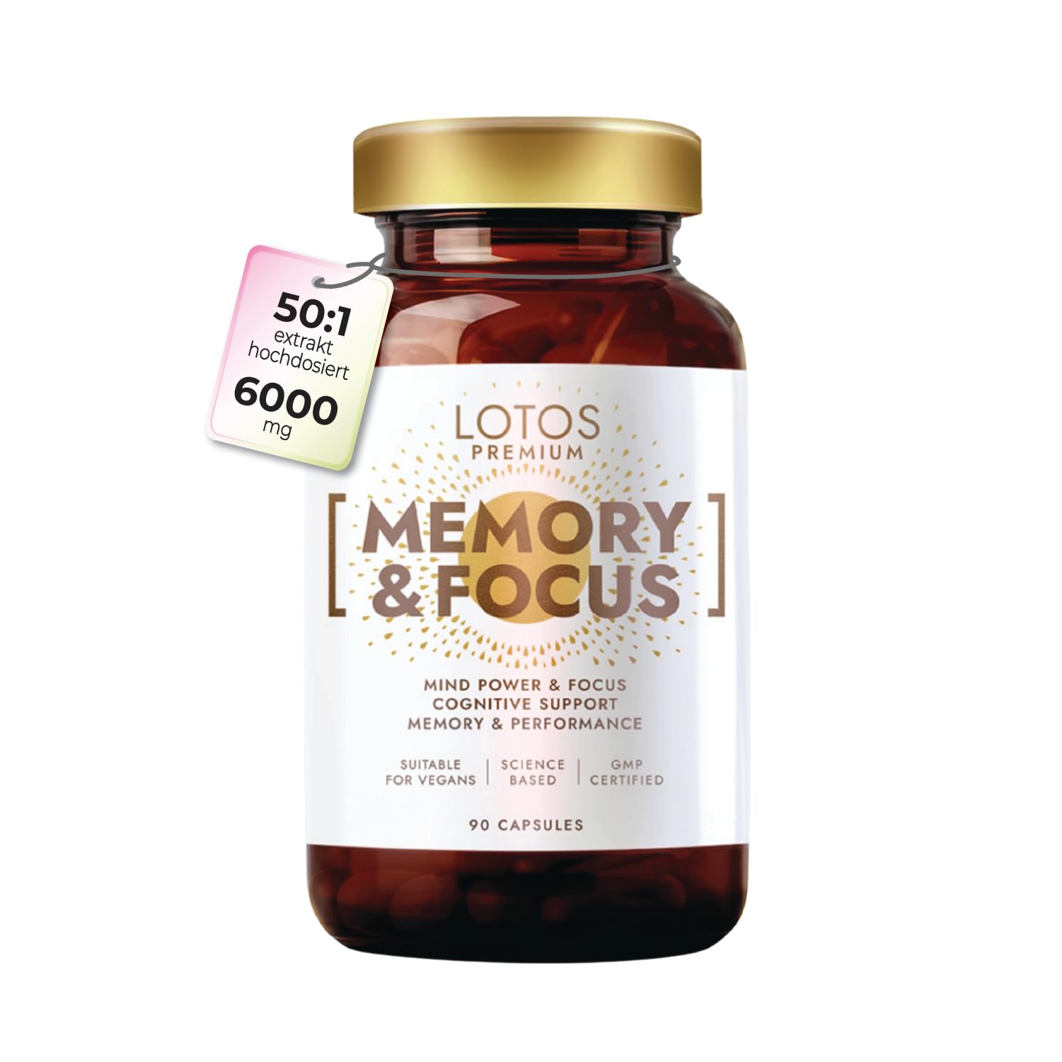 Ginkgo Biloba 6000mg pro Kapsel (50:1 Extrakt) Hochdosiert - mit Ashwagandha und Vitamin B Komplex - Premium Ginko für Gedächtnis und Konzentration - 90 Kapseln - Premium, Vegan, Laborgeprüft