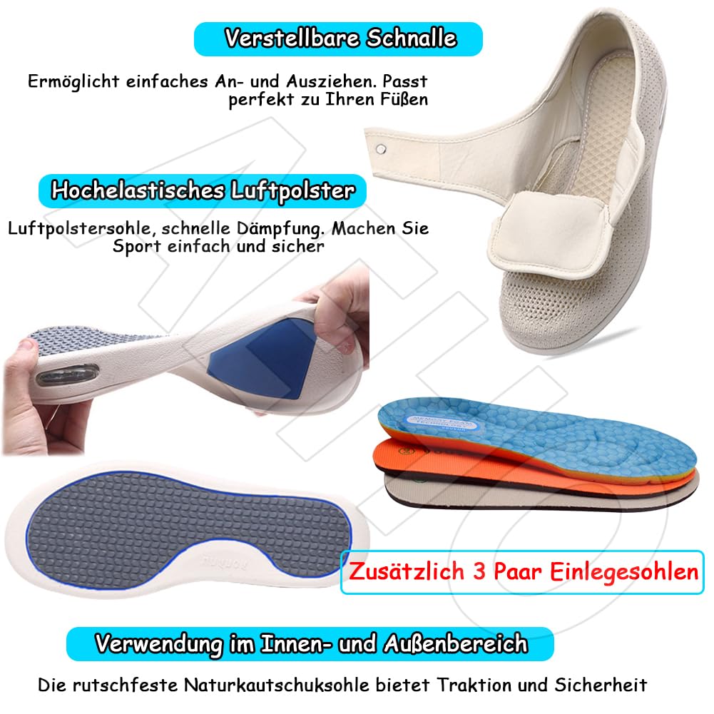 AEHO Air Cushion Walking Shoes Orthopädische Diabetiker Wanderschuhe orthopädische Schuhe für Damen atmungsaktiv lässig Luftkissen Schlupfschuhe Outdoor Walking Sneaker,Blau,37.5 EU