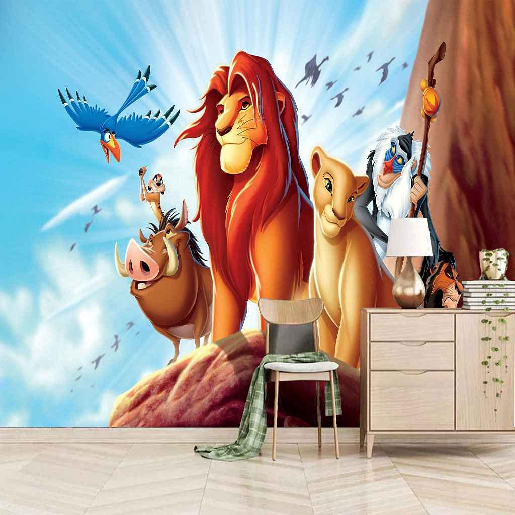 Papier peint lion 3D salon TV 150x105 cm photo murale auto-adhésive