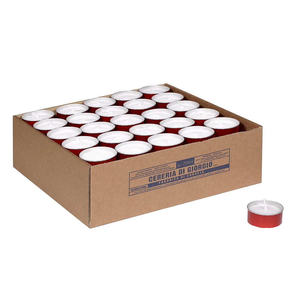 Cereria di Giorgio Liturgical Tealight, Wax, Red, 4.7 x 4.7 x 2 cm, 100 Units
