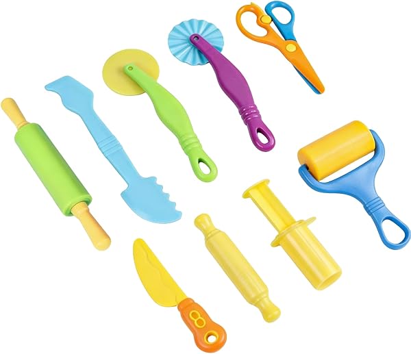 9 Pcs Knete Zubehör,Knetwerkzeug,Knete Ab 2 Jahre,Play Knetzubehör Set,Kinder Plastilin Werkzeuge,Kneten Ausstechformen,Geschenke für Jungen Mädchen Knetset Diy Knetmasse Küchenspielzeug Lernspielzeug - 1
