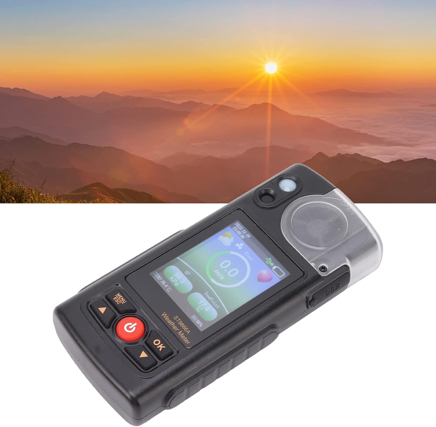 TOPINCN Digital Wind Speed Meter Wind Temperature Meter for Wind Accuracy Weather Meter Pocket Handheld Measuring Tool