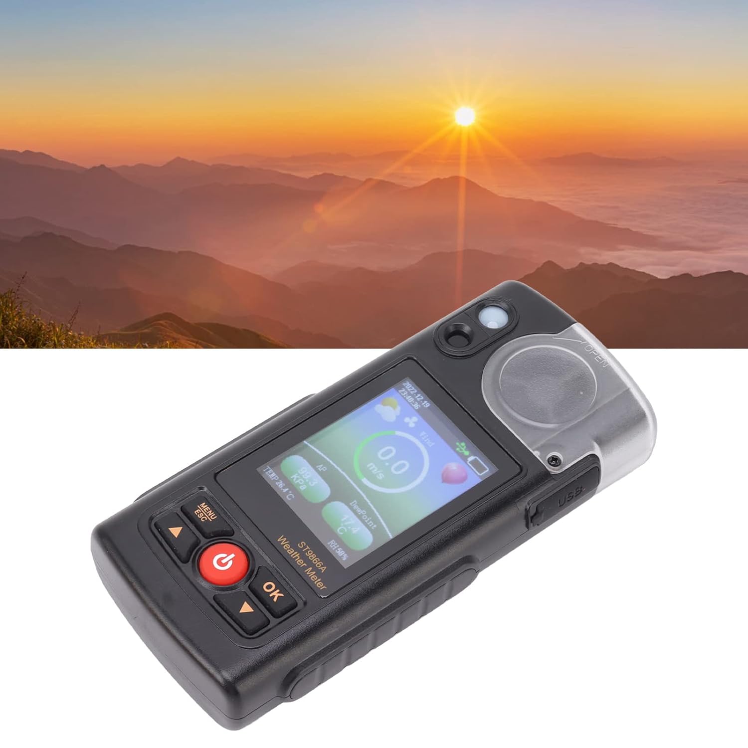 Digital Wind Speed Meter Gauge Wind Temperature Meter for Wind Speed High Accuracy Weather Meter Pocket Handheld Measuring Tool