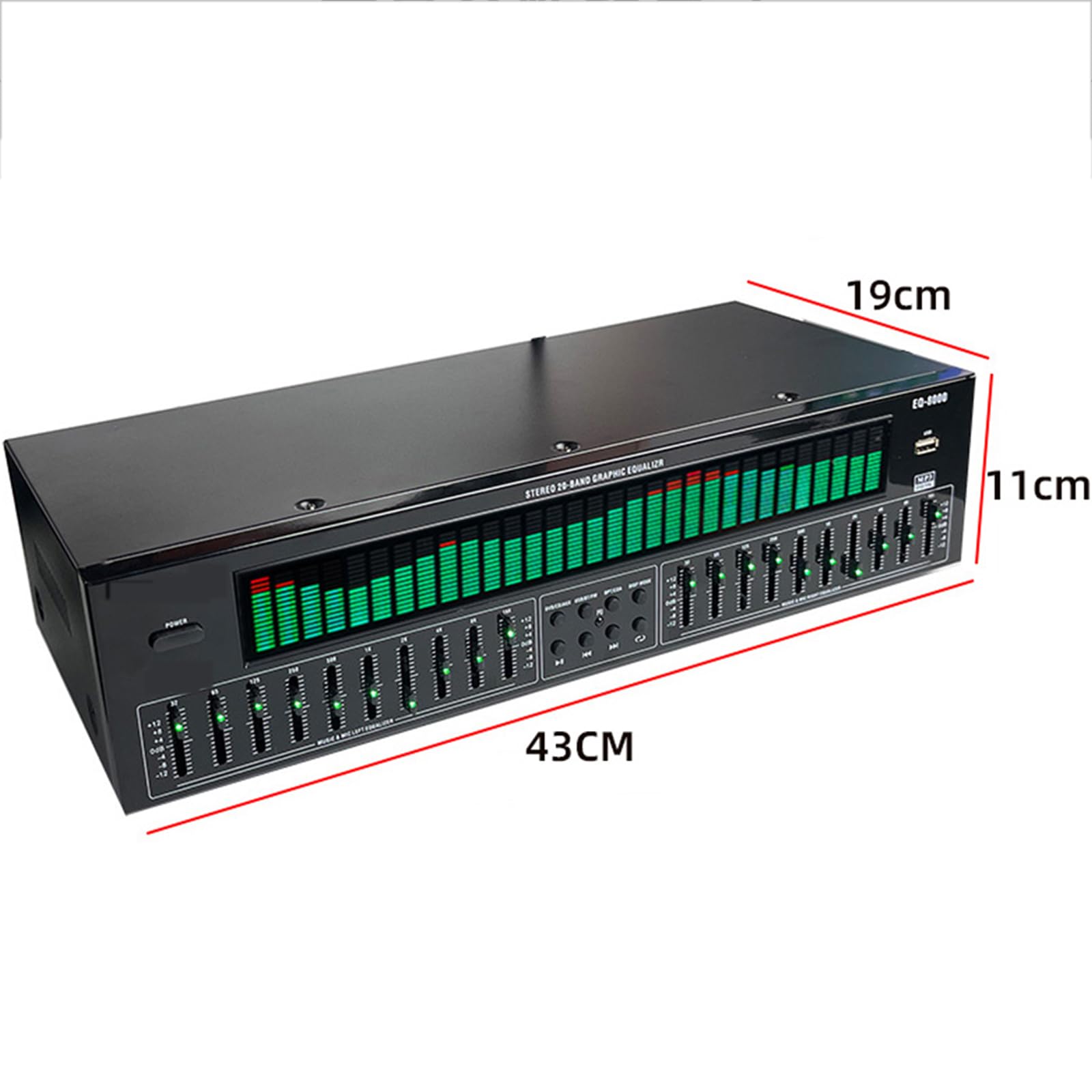 Equalizzatore Grafico Stereo a 31 Bande, 12 Pattern Ritmici, Bluetooth 5.4, con Riduzione del Rumore, per Palcoscenici, Concerti E Studi di Registrazione