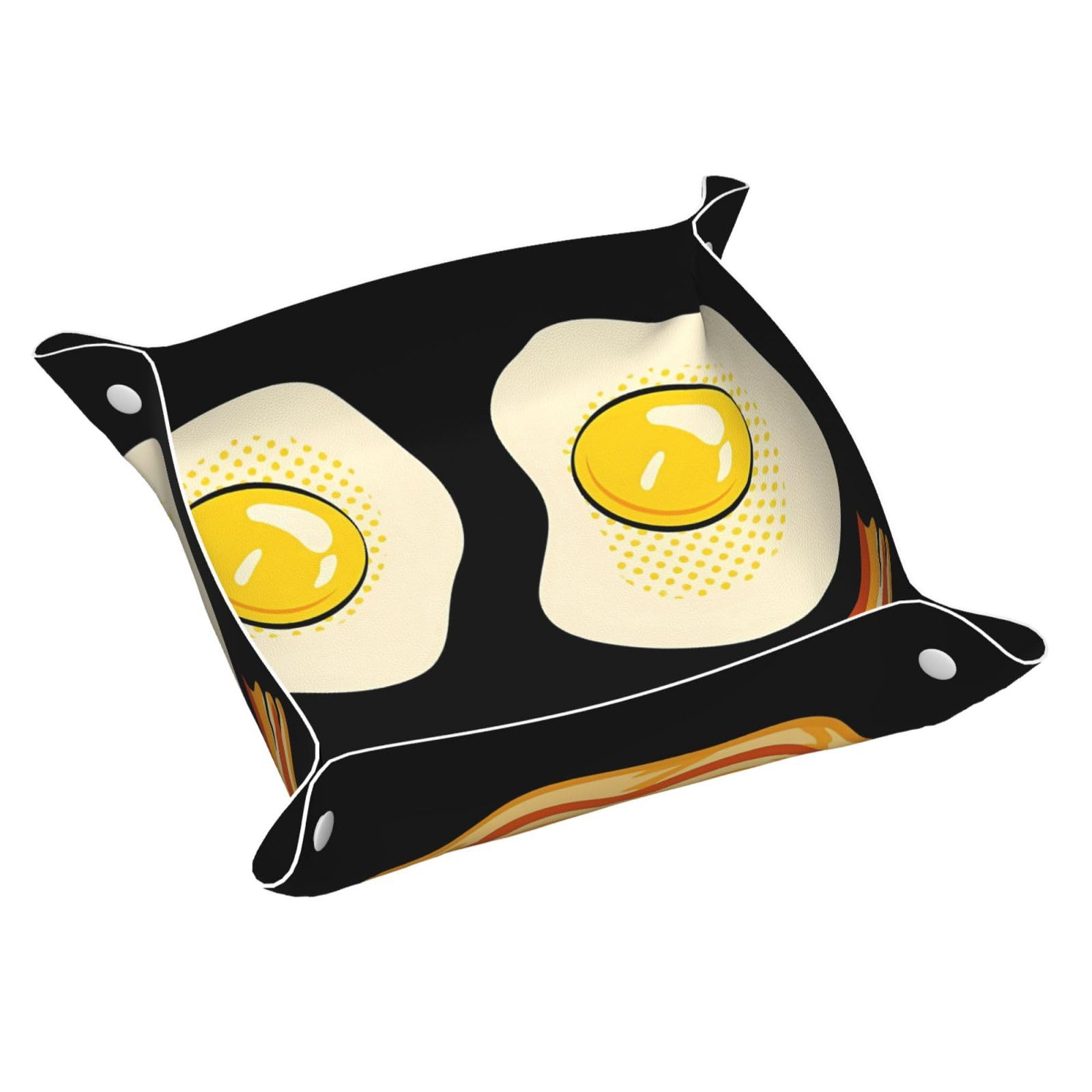 HLBSDM Smile Fried Eggs & Bacon Tray Men's Leather Valet Parking Portable Entrance Trays Bedside Storage Box