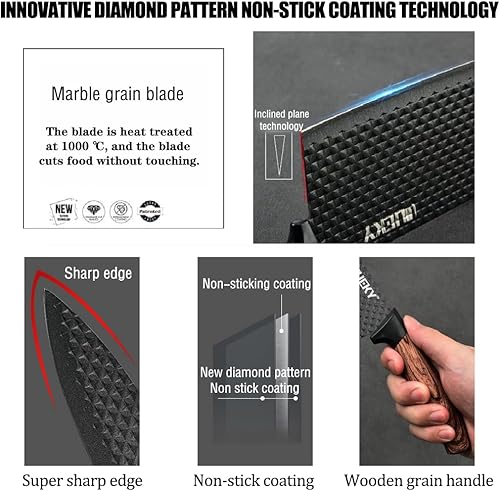 Miniatura 5 de Juego de Cuchillos, Wiztoynia Juego de Cuchillos de Cocina Negros de 6 Piezas para el Hogar, Juego de Cuchillos de Chef Afilados de Acero Inoxidable