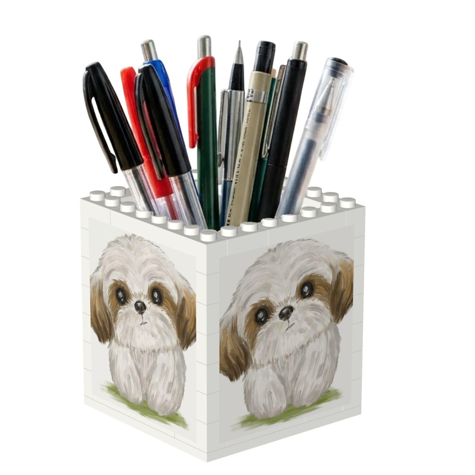 Poadnly Moe Shih Tzu Dog Cute, Pen Pot Pencil Holder for Office Home School, Compact Desk Organiser for Office Stationery
