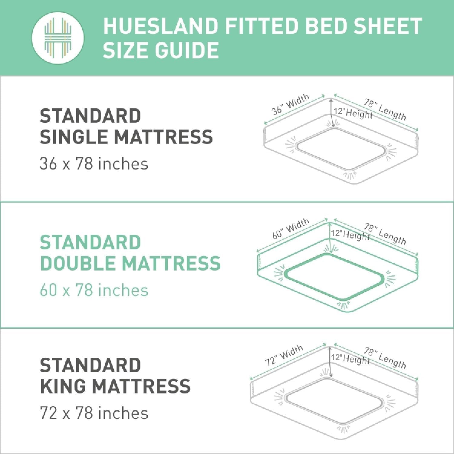 Huesland Cotton Fitted Bedsheet - Double Bed -6