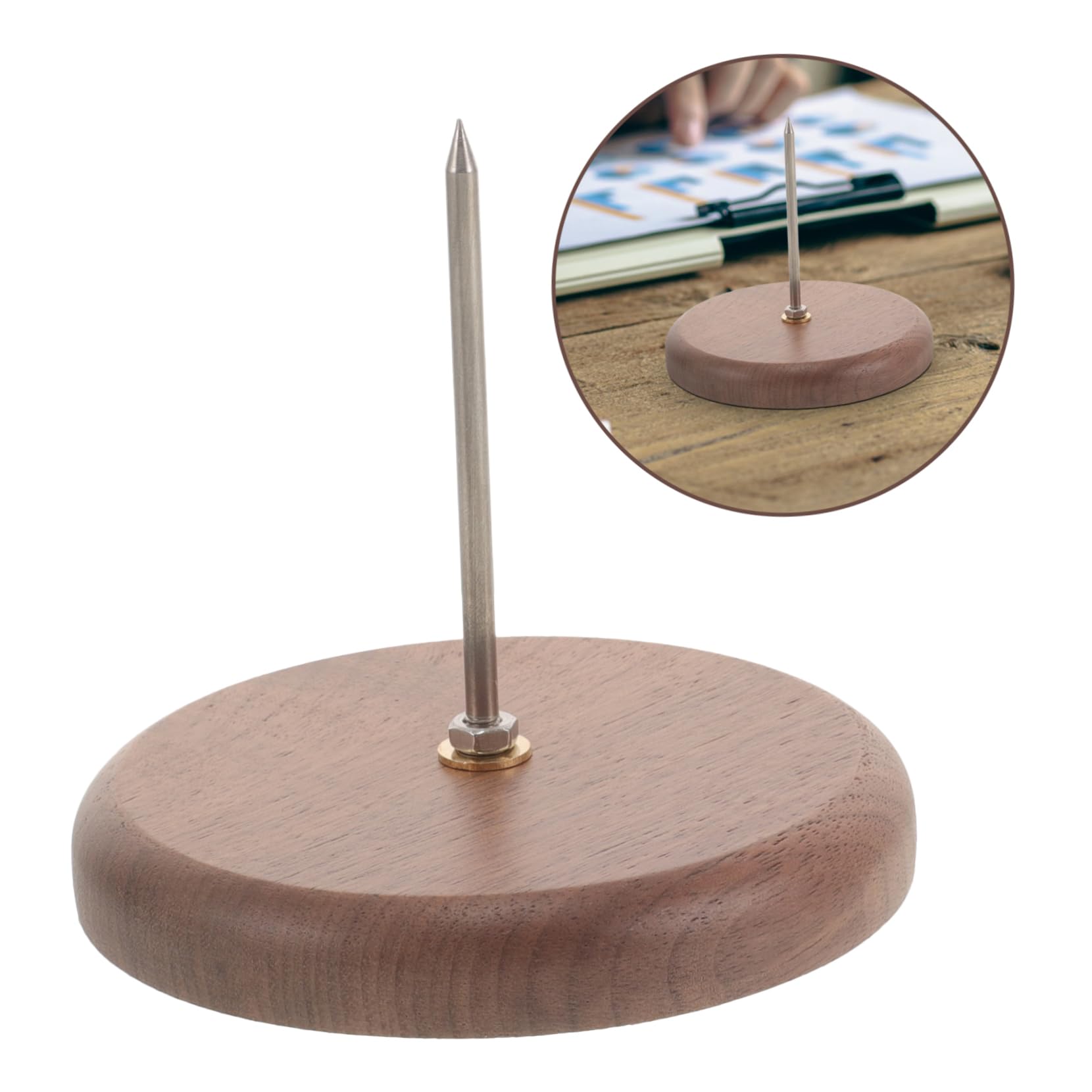 SHINEOFI 3pezzi Porta Ricevute Di Noce Con Punta Per Ufficio e Ristoranti Supporto Per Fatture e Memo Da Tavolo Design Elegante e Funzionale