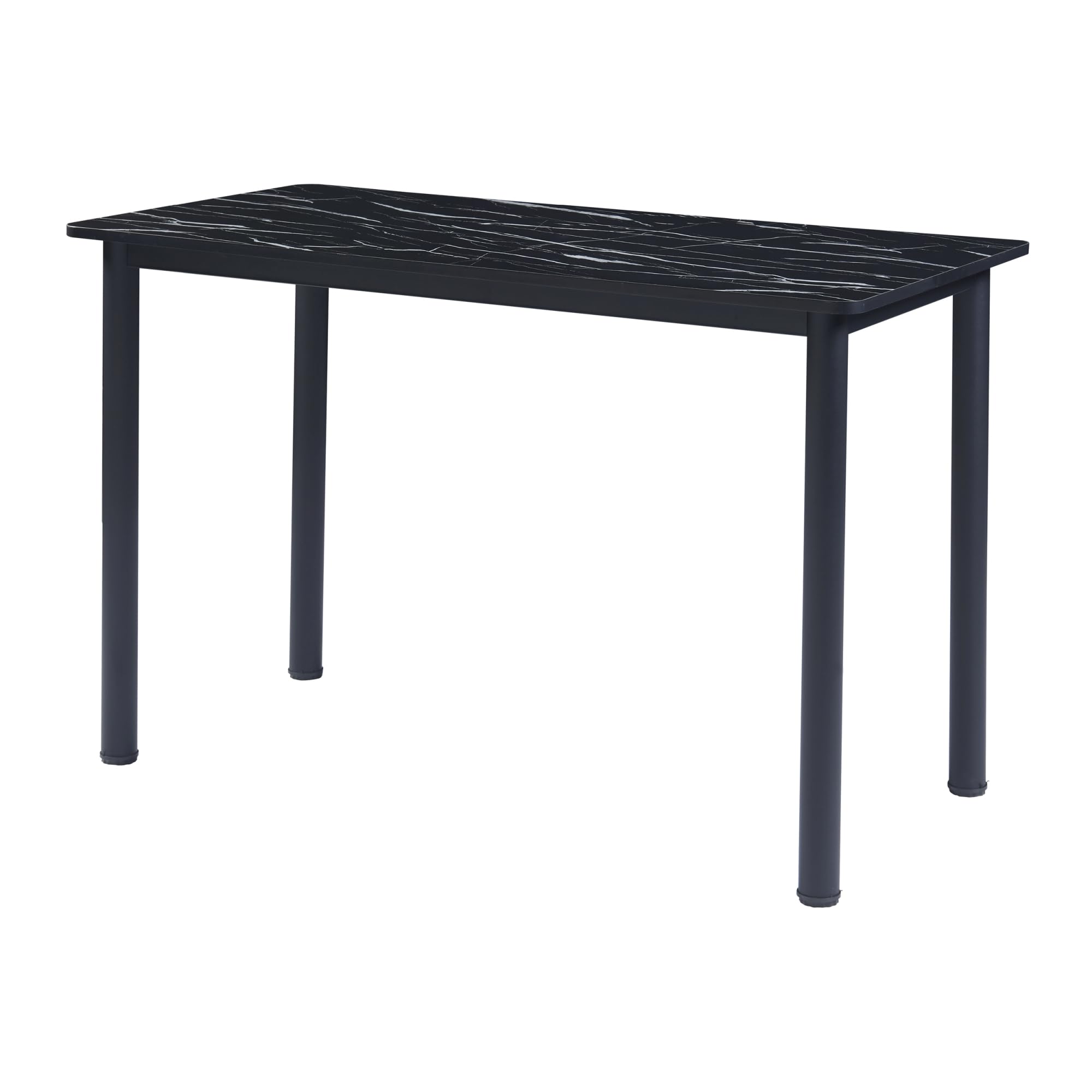 [en.casa] Esstisch Tammela Küchentisch für 4 Personen 120 x 60 cm Esszimmertisch rechteckige Tischplatte Stahlbeine Marmoroptik, schwarz