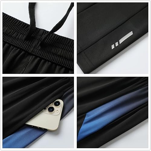 Miniatura 7 de OPALOS Conjunto de camisetas y pantalones cortos de cuello redondo de secado rápido para hombre, atlético, correr, gimnasio, entrenamiento