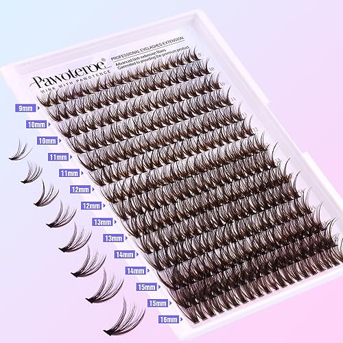 Image of Pawotence Lash Extension Kit DIY 280pcs Brown Lash Clusters Eyelash Extension Kit 40D 9-16mm Individual Lashes Kit with Lash Bond and Seal Lash Tweezers for Self Use (Brown 40D, 9-16mm, Kit)