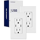 ELEGRP 30W USB Wall Outlet Receptacle, Single USB C Port Supports 30W Fast Charge for MacBook Air/iPhone/Samsung Galaxy/iPad Pro, 15 Amp USB Outlet, UL Listed, Wall Plate Included, 2 Pack, Matte White