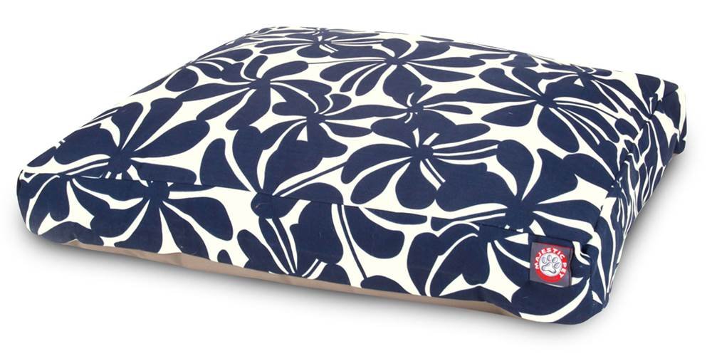 Majestic Pet Rectangular Dog Bed, Medium, 36x29x4 in, Washable, Navy Blue