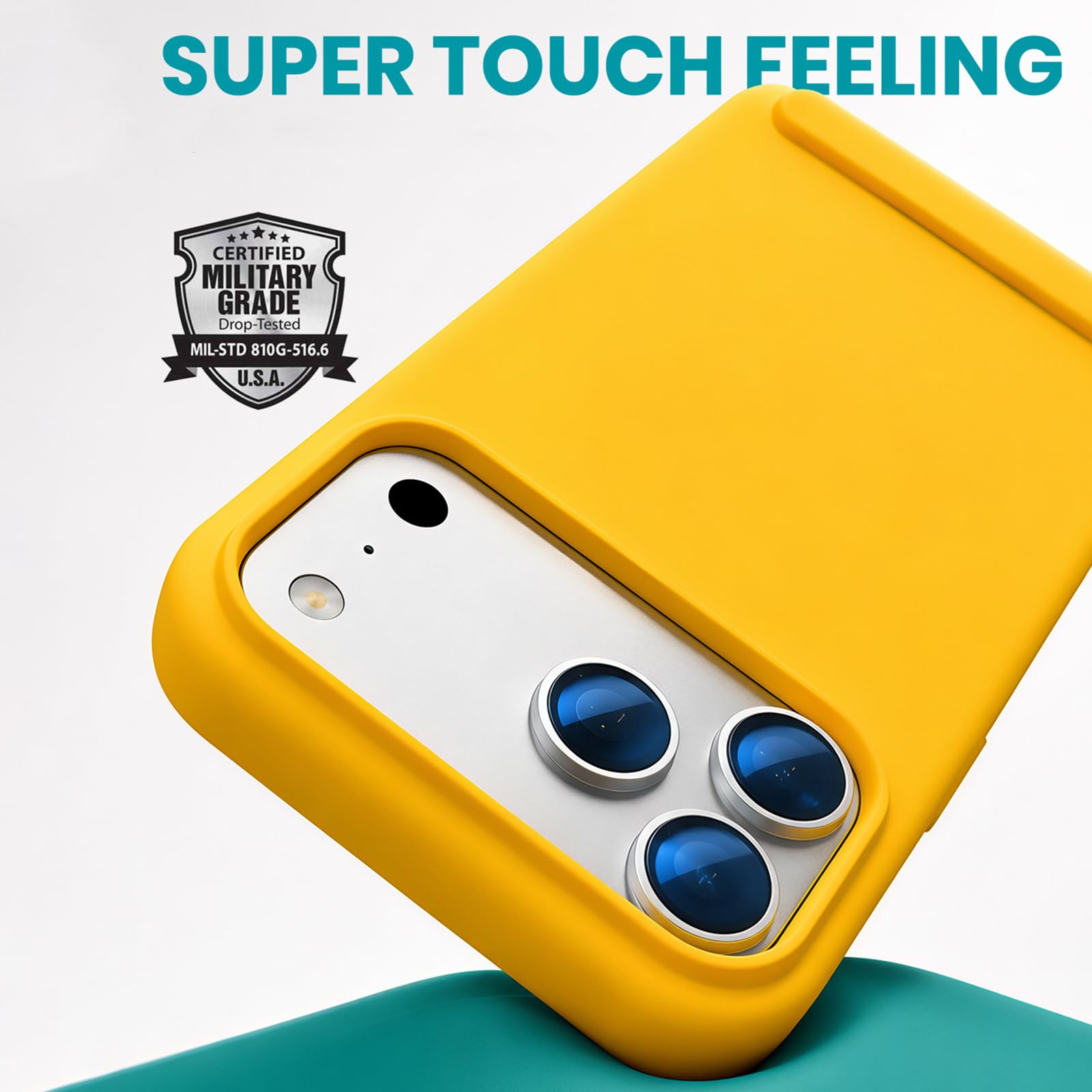 Smukłe etui na telefon iPhone 17 Pro Max/17 Pro/17, miękki płynny silikon zapobiegający odciskom palców telefon komórkowy pokrowiec z klapką na stojak, chrom, 17 ProMax