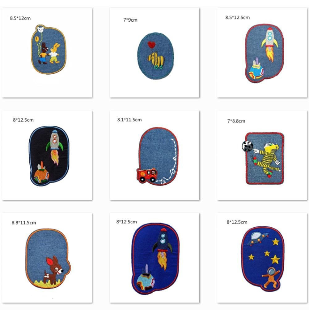 LZHLMCL Parche Bordado Para Ropa 23 Piezas Alien Space Animal Parches Bordados Ropa Planchar En Jeans Apliques Diy Brazo Abrigo Pantalones Bolsos Sombrero Pegatina Decoración