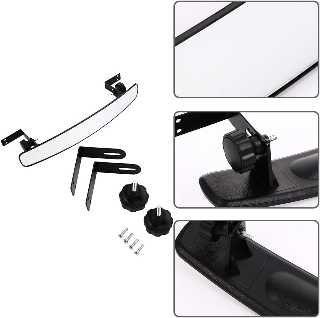 Universal Convex Rearview Mirror for Golf Cart, Central Auxiliary Car Interior Mirror with Wide Panoramic View for Reverse Safety and Blind Spot Observation