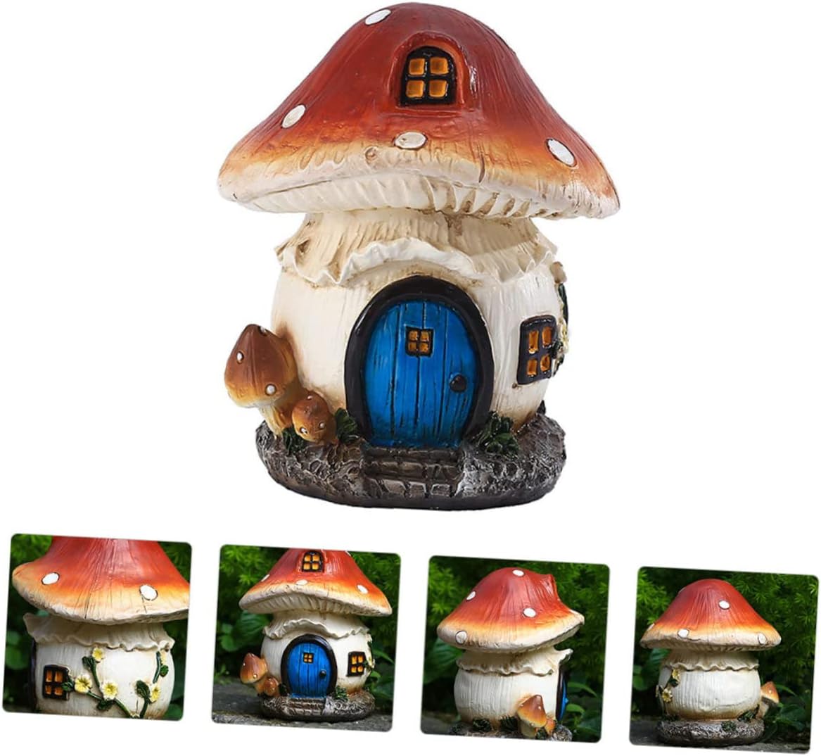 Fairy Garden House Decor Miniature Mushrooms Room Ornament Hand-Painted Resin Craft for Home Office Desk