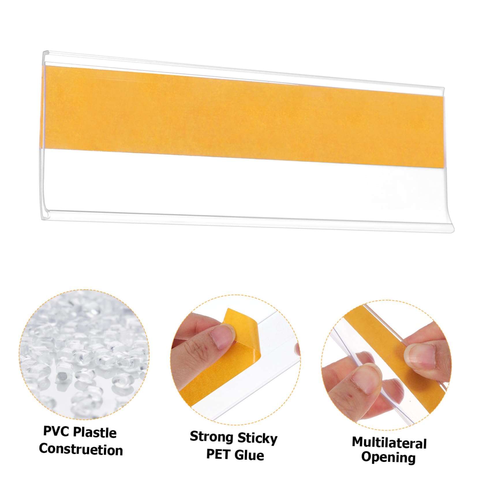 Porte-étiquette Adhésif Plat 100 Pièces en Pvc pour Rayons