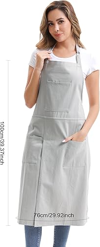 Miniatura 3 de Nanxson Delantal de cerámica con pierna dividida, largo para pintura de artista, con 3 bolsillos y hebilla ajustable para rueda de cerámica, arte de