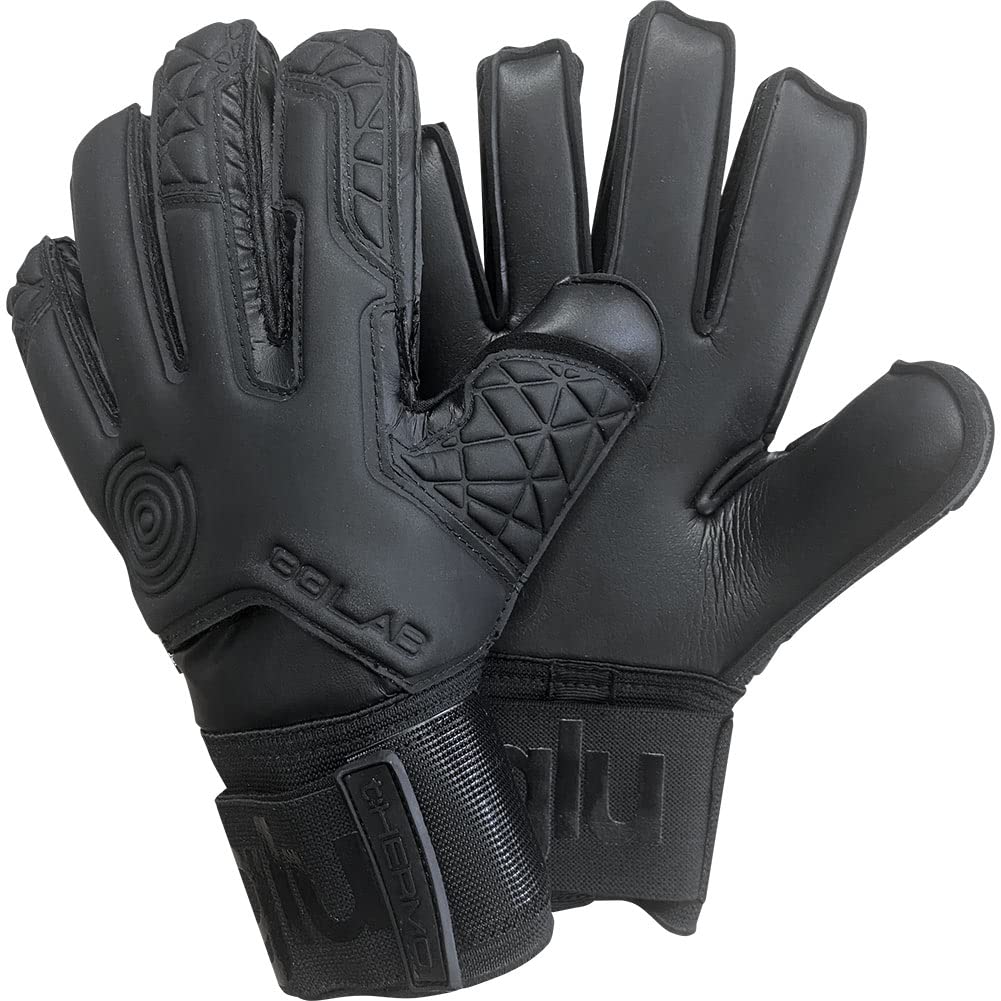 GloveGlu GG:LAB t:HERMO Fleece Finger Protect Goalkeeper Gloves Size 10 Black