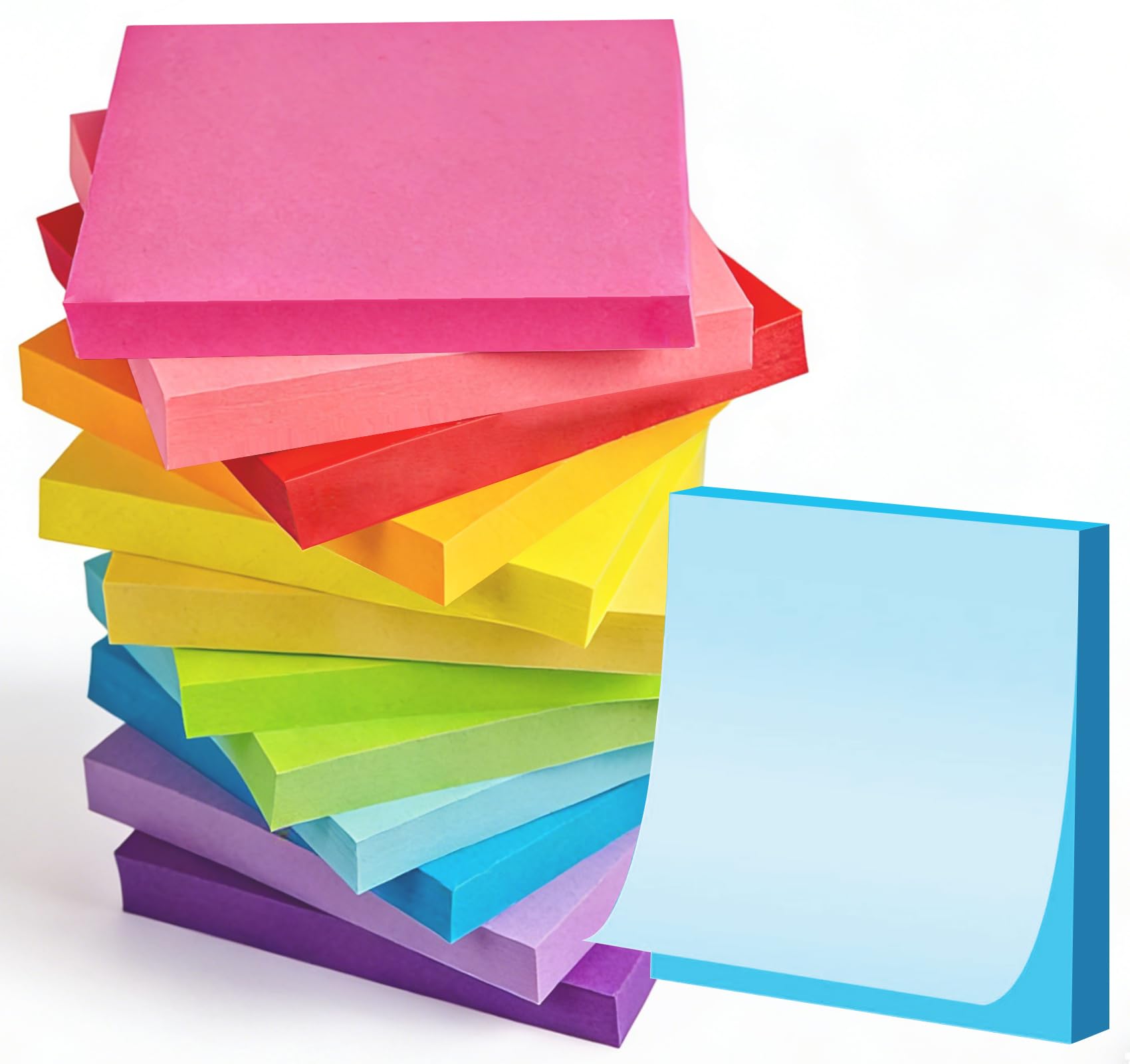 3 x 3inch Sticky Notes Bulk,1200 Sheets(100/pad) Removable Self Stick Note Pad Adhesive Memo Pads,12 Bright Colour Self-Stick Pads,Super Sticking Power for Note-Taking, Reminders, Checklist